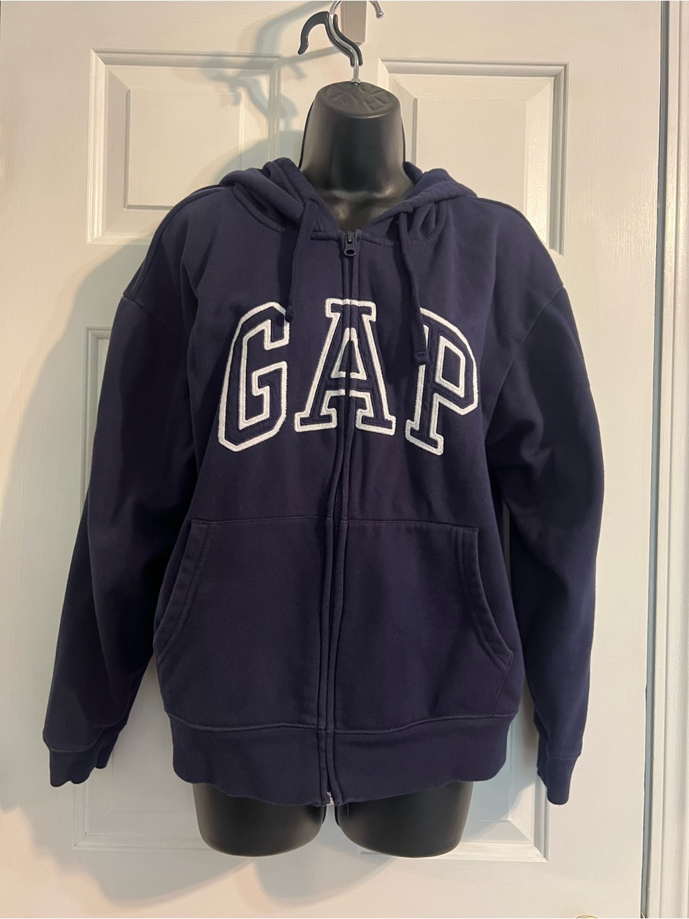 GAP Navy Blue Full-Zip Hoodie with White Logo